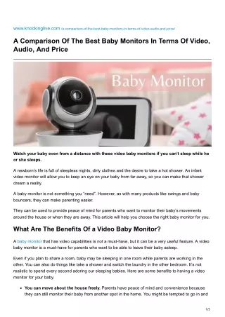 A Comparison Of The Best Baby Monitors In Terms Of Video Audio And Price