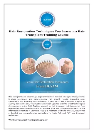hair restoration techniques you learn in a hair