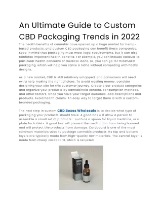 An Ultimate Guide to Custom CBD Packaging Trends in 2022