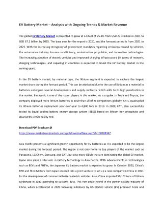 ev battery market analysis with ongoing trends