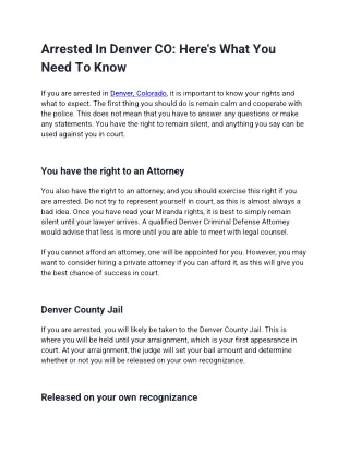 arrested in denver co here s what you need to know
