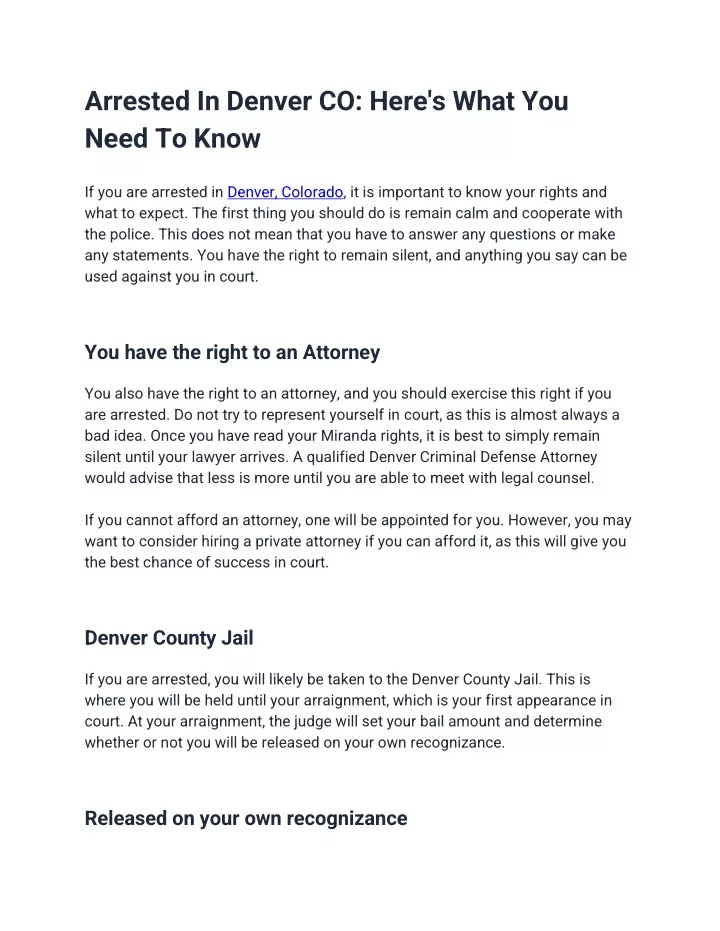 arrested in denver co here s what you need to know