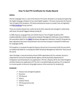 how to get pte certificate for study aboard