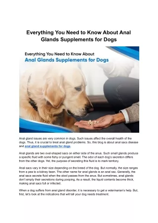 Anal Gland Supplements for Dogs