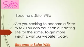 Become a Sister Wife  Sisterwives.com