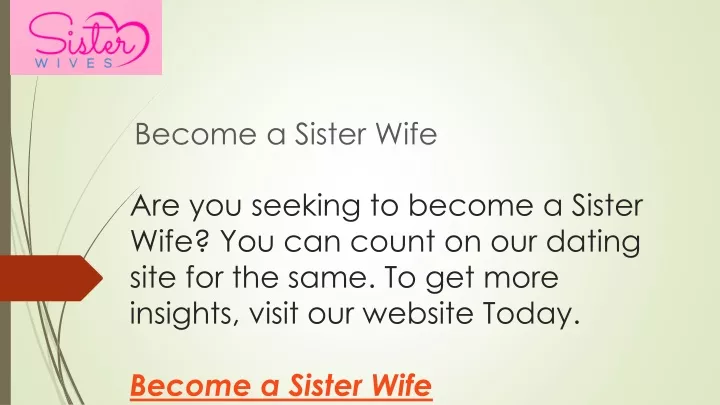 become a sister wife