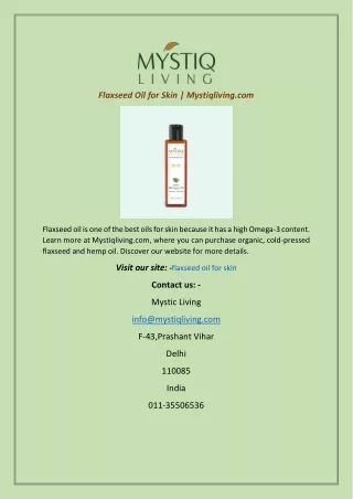 flaxseed oil for skin mystiqliving com