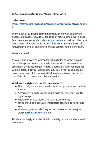 65 of people prefer to buy ativan online why