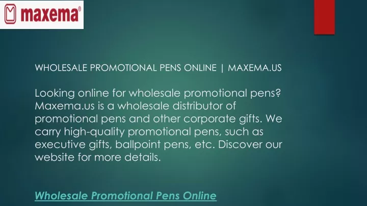 wholesale promotional pens online maxema us
