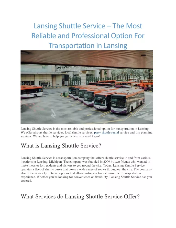 lansing shuttle service the most reliable
