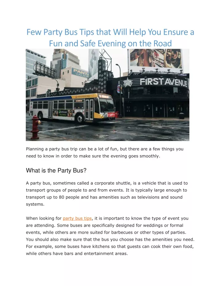 few party bus tips that will help you ensure