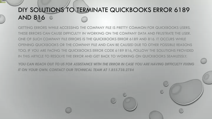 diy solutions to terminate quickbooks error 6189 and 816