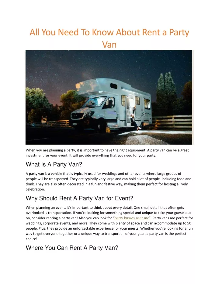 all you need to know about rent a party van