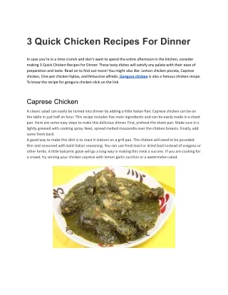 3 quick chicken recipes for dinner