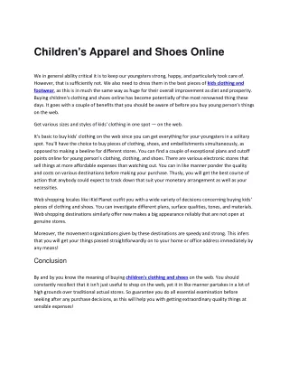 kids clothing and footwear