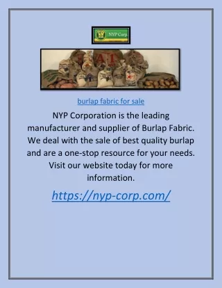 NYP Corp - Burlap Fabric Available for Sale