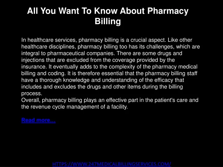 all you want to know about pharmacy billing