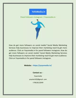 panel followers instagram yoyomedia in