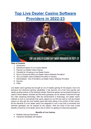 top live dealer casino software providers in 2022