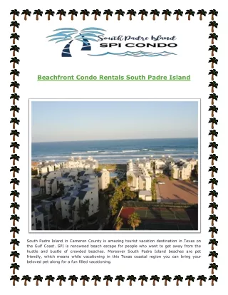 Beachfront Condo Rentals South Padre Island
