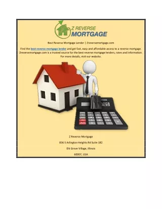 Best Reverse Mortgage Lender | Zreversemortgage.com