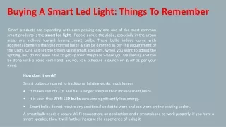 buying a smart led light things to remember