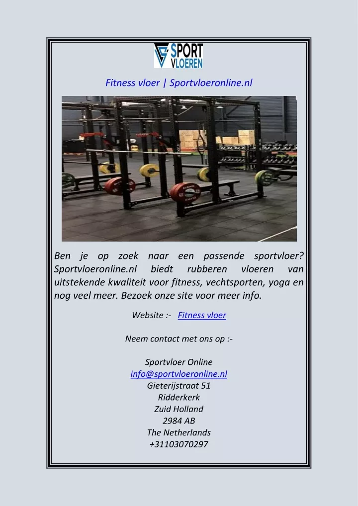 fitness vloer sportvloeronline nl