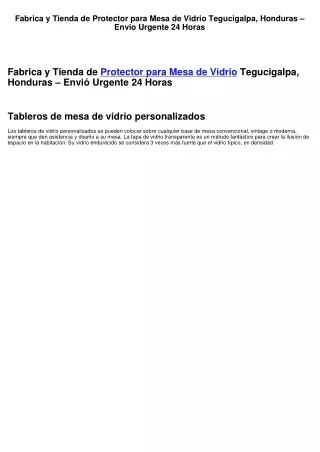Fabrica y Tienda de Protector para Mesa de Vidrio Tegucigalpa, Honduras – Envio Urgente 24 Horas