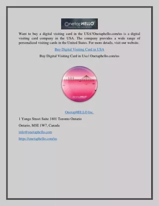 Buy Digital Visiting Card in Usa | Onetaphello.com/us