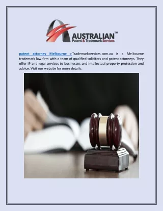 Patent Attorney Melbourne  Trademarkservices.com.au