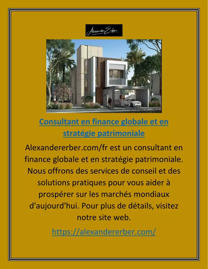 consultant en finance globale et en strat