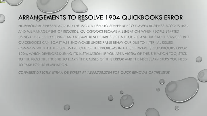 arrangements to resolve 1904 quickbooks error