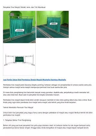 penyekat tirai masjid model jenis dan trik membuat