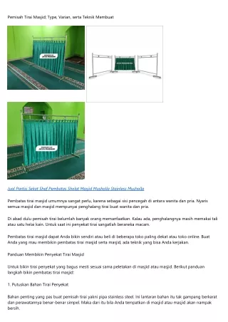 pemisah tirai masjid type varian serta teknik