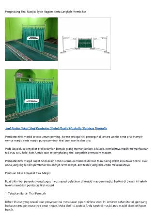 penghalang tirai masjid type ragam serta langkah