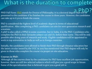 what is the duration to complete a phd
