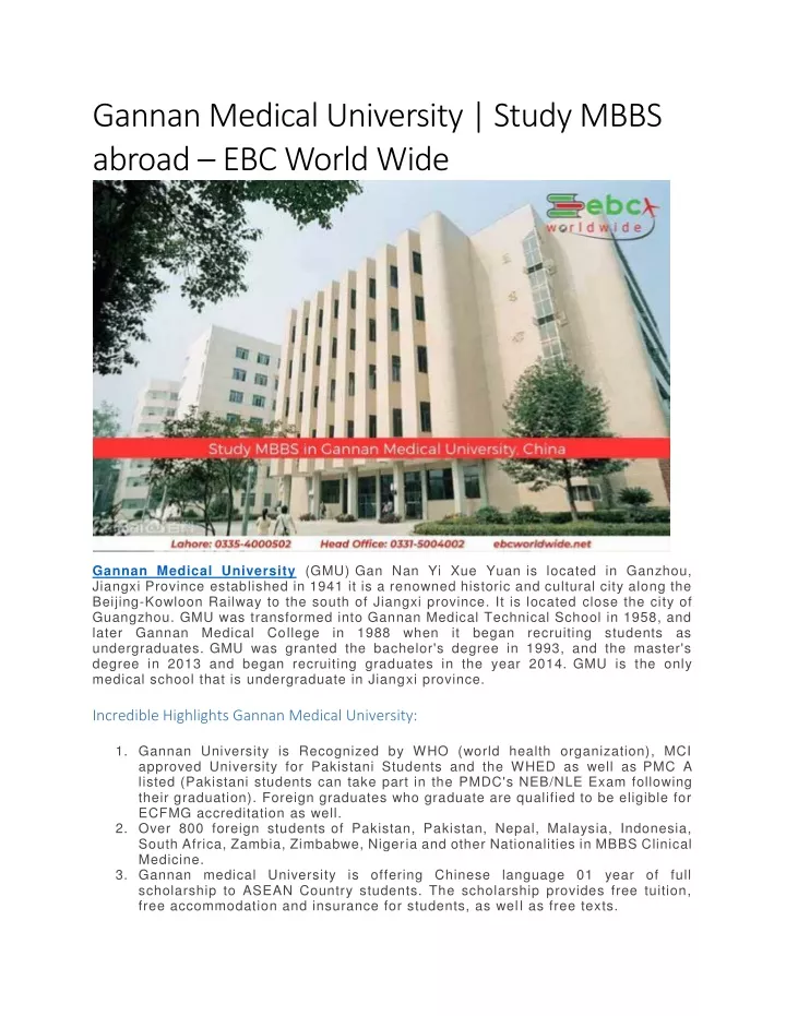 gannan medical university study mbbs abroad