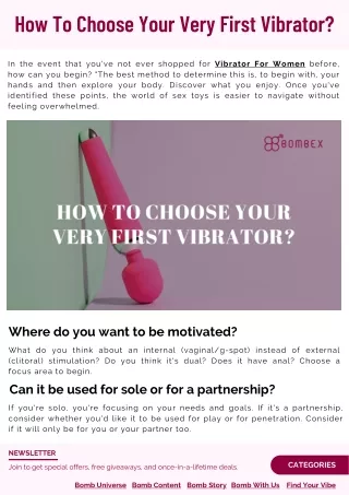 How To Choose Your Very First Vibrator