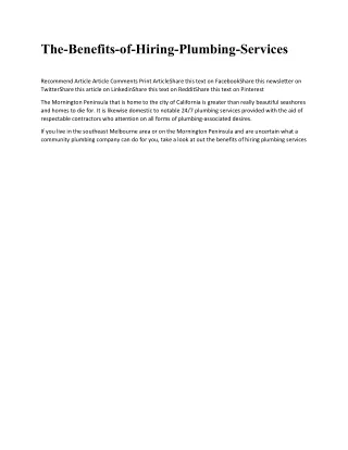 the benefits of hiring plumbing services
