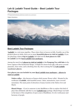 leh ladakh travel guide best ladakh tour packages
