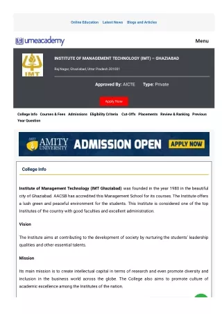 IMT Ghaziabad Admissions Process