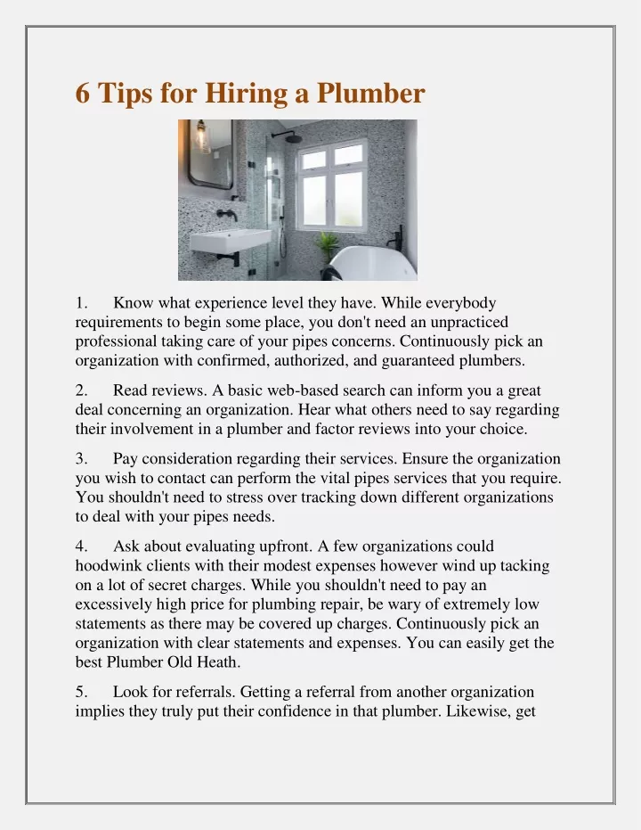 6 tips for hiring a plumber