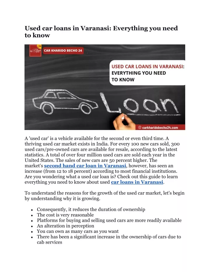 used car loans in varanasi everything you need