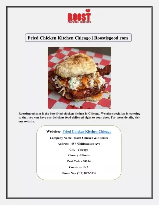 Fried Chicken Kitchen Chicago | Roostisgood.com