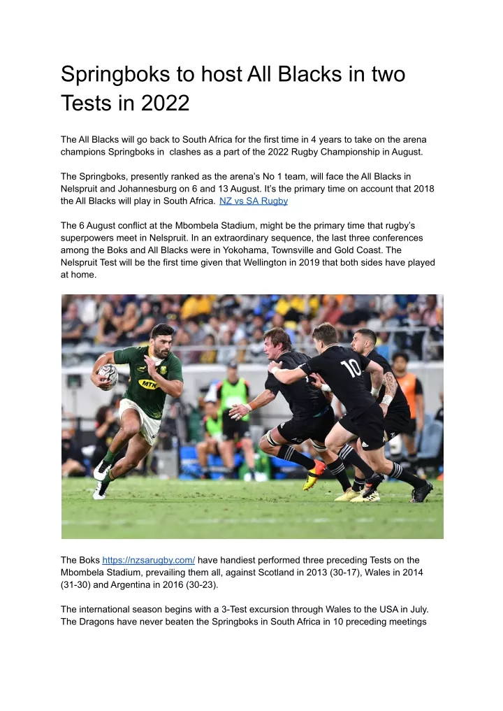 springboks to host all blacks in two tests in 2022