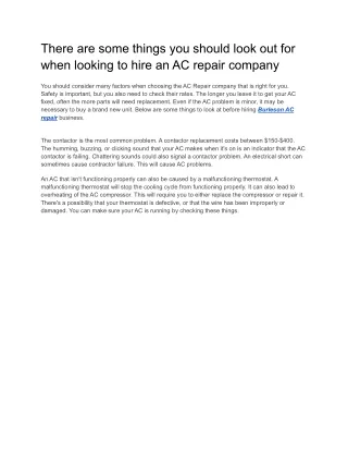 There are some things you should look out for when looking to hire an AC repair company