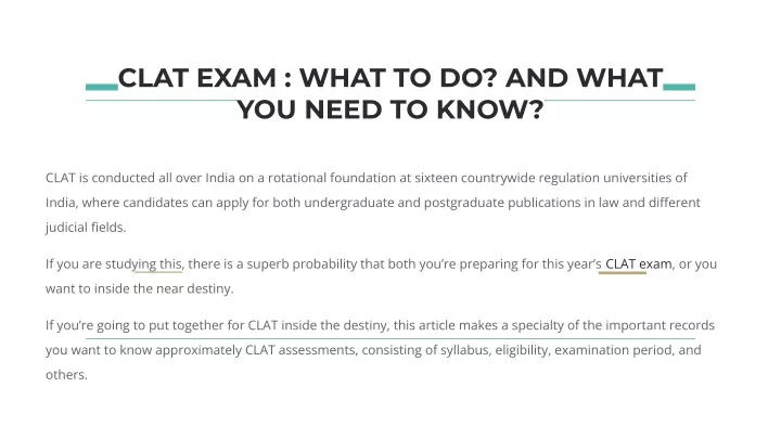 clat exam what to do and what you need to know
