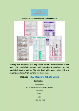 Buy Modafinil Tablets Online | Modadove.co