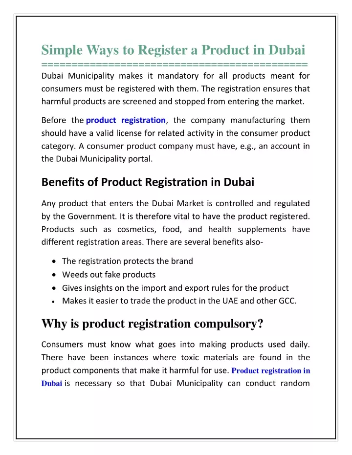 simple ways to register a product in dubai dubai