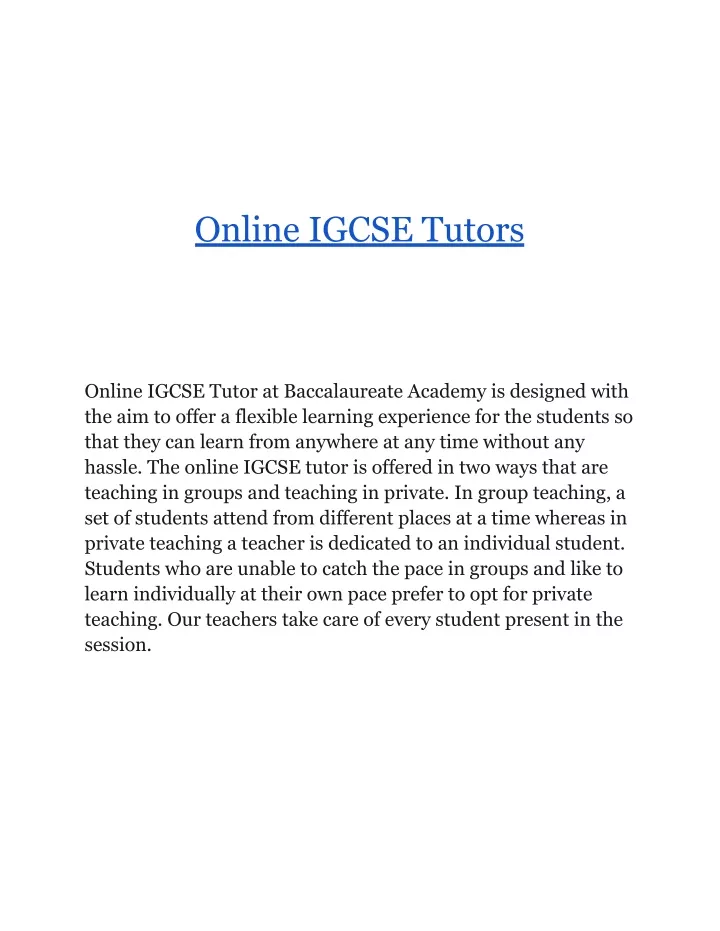 online igcse tutors